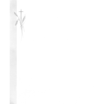SE TB Kreuz und Ähren - Bogen: 215 mm x 175 mm, edel-weiß, Motiv - Hülle: 120 mm x 191 mm, edel-weiß, mit Seidenfutter